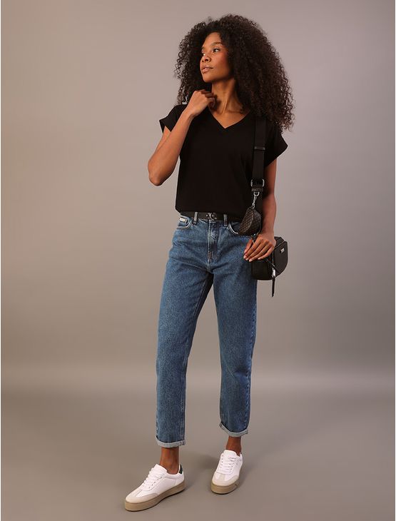 Blusa Calvin Klein Jeans Feminino Malha Rugby - Preto Blusa Calvin Klein Jeans Feminino Malha Rugby Preto p