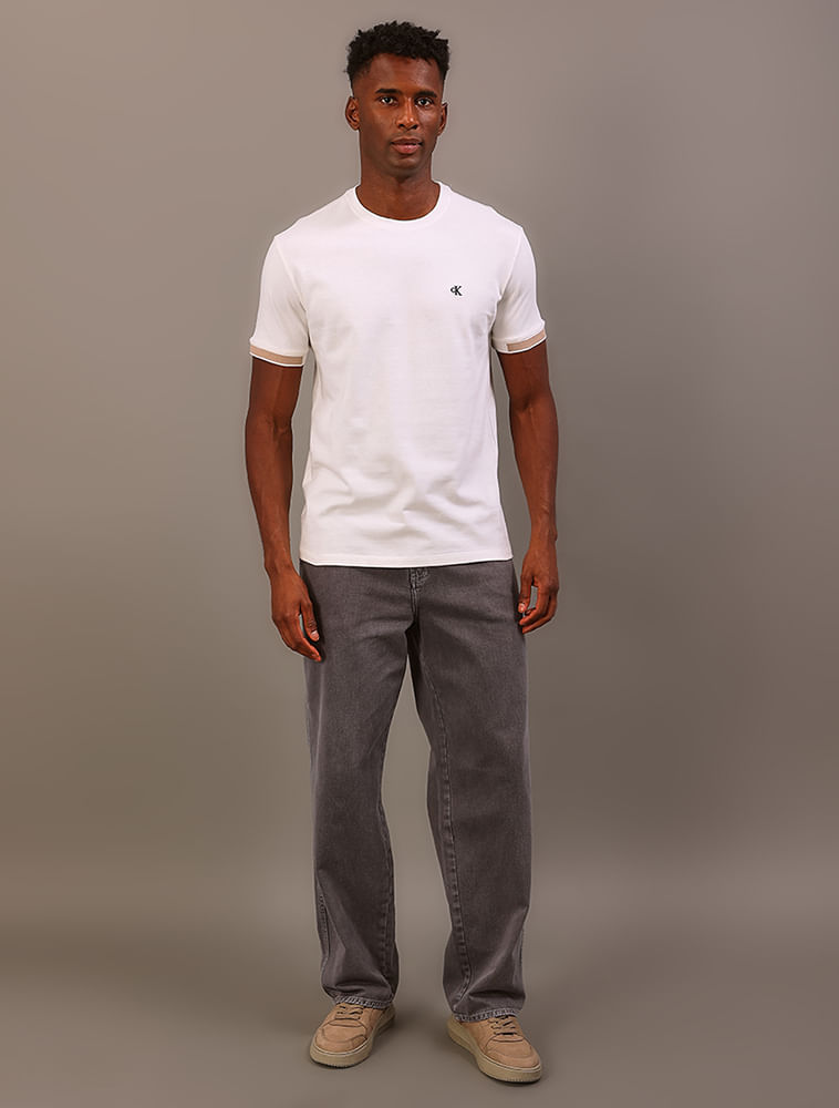 Camiseta Manga Curta Calvin Klein Jeans Masculino Sport - Off White