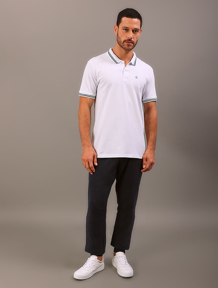 Polo Manga Curta Calvin Klein Jeans Regular Masculino Copa - Branco