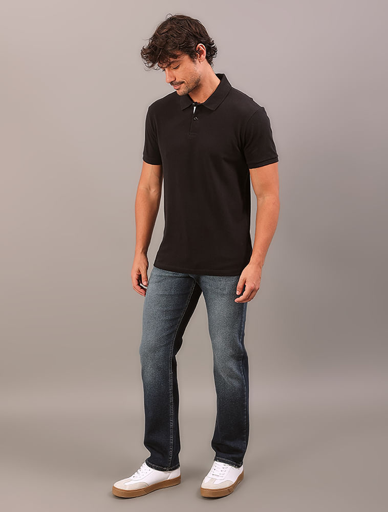 Polo Manga Curta Calvin Klein Jeans Slim Calvin Klein Jeans Refletivo - Preto