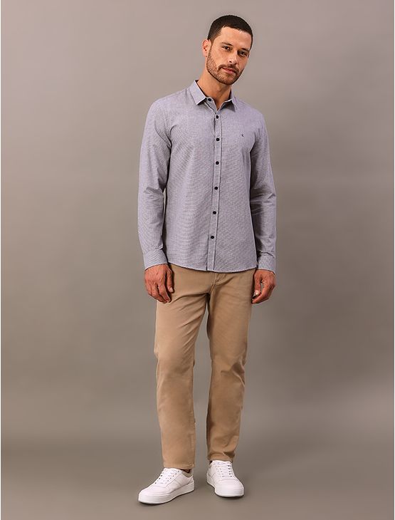 Camisa Manga Longa Slim Calvin Klein Jeans Micro Vichy - Marinho Camisa Manga Longa Slim Calvin Klein Jeans Micro Vichy Marinho g