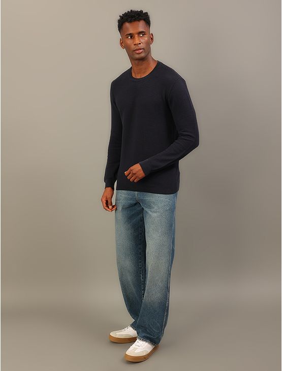 Calça Jeans Baggy 5 Pockets - Azul Médio Calça Jeans Baggy 5 Pockets Azul Médio 48