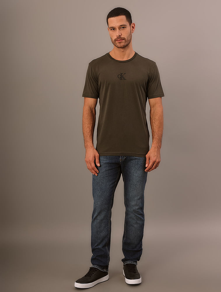 Camiseta Manga Curta Calvin Klein Jeans Masculino Calvin Klein Rubber Patch - Militar