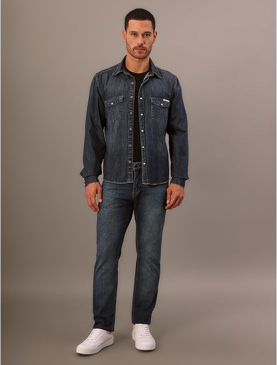 Camisa Jeans Calvin Klein Manga Longa