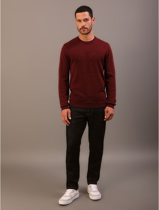 Tricot Masculino Calvin Klein Jeans Maxi Ck - Bordo Tricot Masculino Calvin Klein Jeans Maxi Ck Bordo m