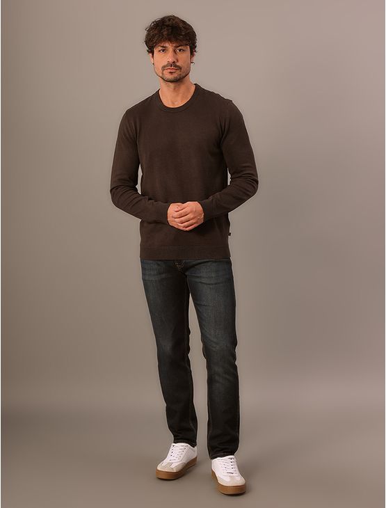 Tricot Masculino Gola Careca Viscose Calvin Klein Jeans - Cafe Tricot Masculino Gola Careca Viscose Calvin Klein Jeans Cafe Gg