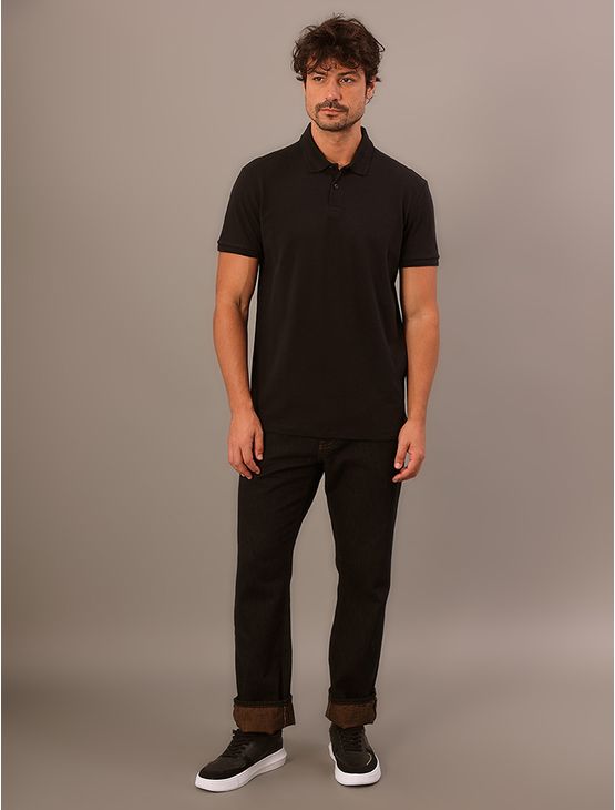 Polo Manga Curta Calvin Klein Jeans Regular Etiqueta Calvin Klein Barra - Preto Polo Manga Curta Calvin Klein Jeans Regular Etiqueta Calvin Klein Barra Preto m