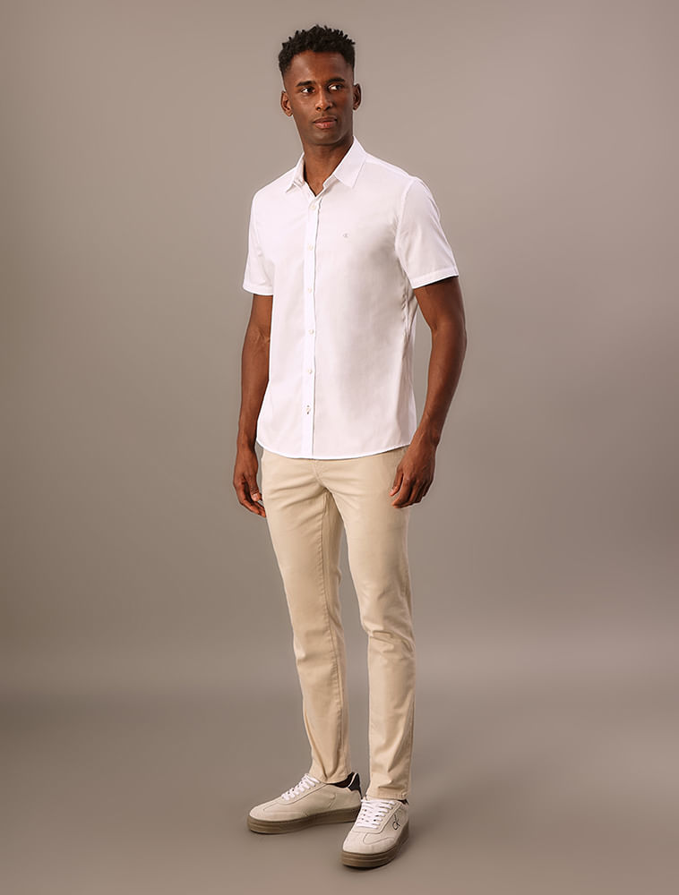 Camisa Manga Curta Calvin Klein Jeans Básica Com Logotipo - Branco 2