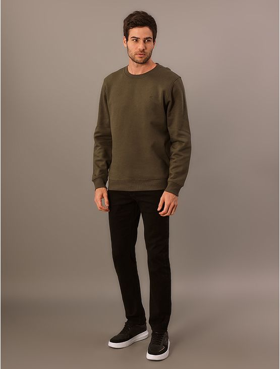 Casaco Masculino Moletom Bordado Calvin Klein Jeans - Militar Casaco Masculino Moletom Bordado Calvin Klein Jeans Militar m