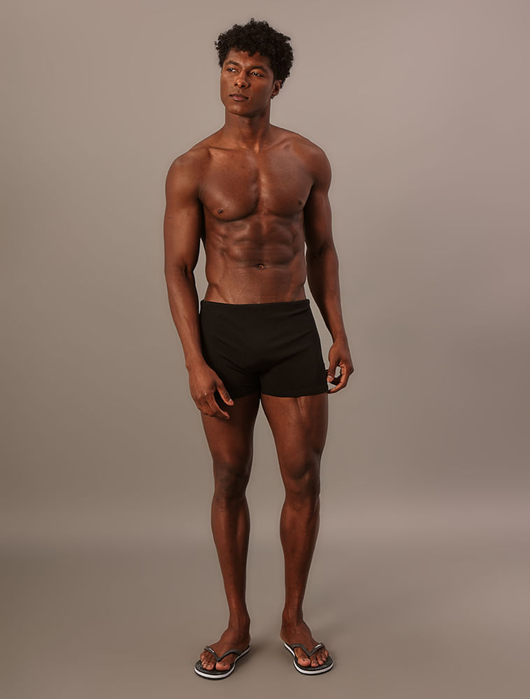 Sunga Boxer Logo Lateral Calvin Klein Swimwear - Preto