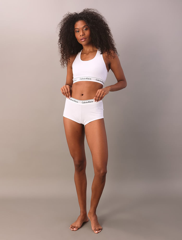Top Feminino Nadador Básico Elástico com Logo Underwear Calvin Klein - Branco