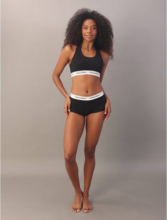 Calcinha Boyshort Modern Cotton Calvin Klein Underwear - Preto Calcinha Boyshort Modern Cotton Calvin Klein Underwear Preto l