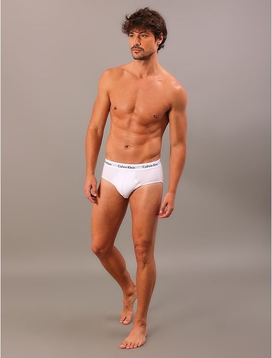 Kit 3 Underwear Brief Clássica Algodão Com Elastano Cintura Baixa Cuecas Calvin Klein – Branco