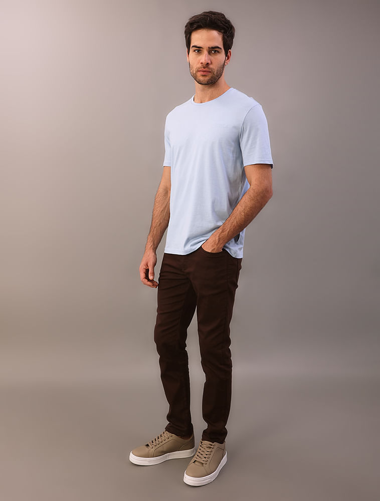 Camiseta Masculina Gola Careca Solid Liquid - Azul Bebe