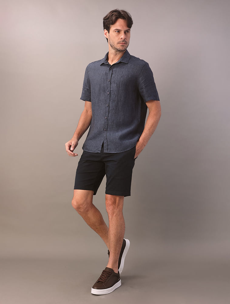 Camisa Masculina Cannes Linen Calvin Klein Jeans - Azul Marinho