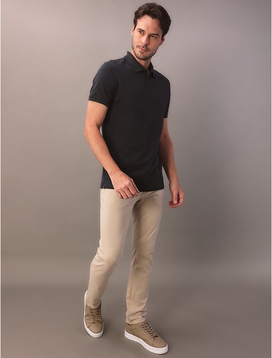 Camisa Polo Masculina Básica Sem Friso Calvin Klein – Azul Marinho