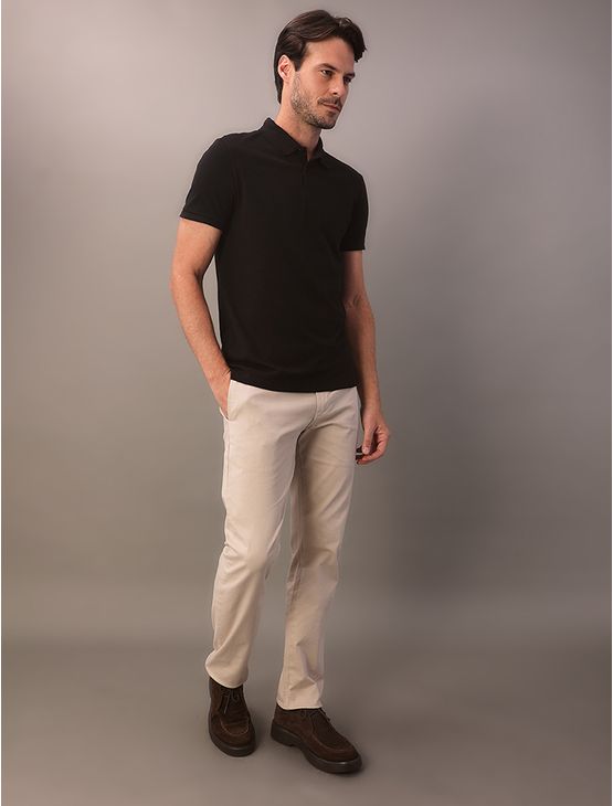 Camisa Polo Masculina Básica Sem Friso Calvin Klein - Preto Camisa Polo Masculina Básica Sem Friso Calvin Klein Preto Gg