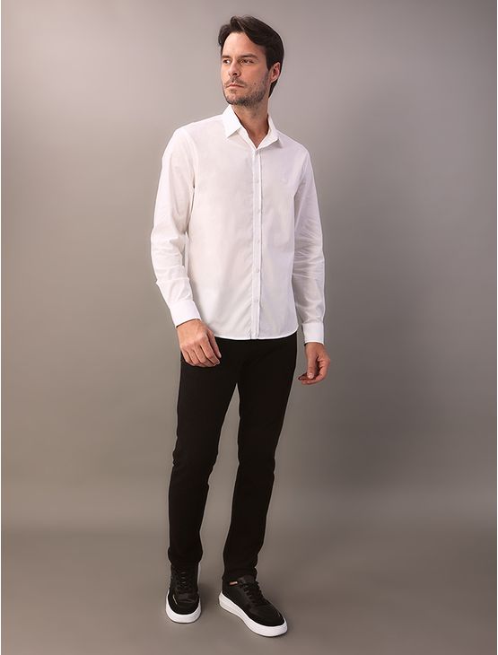 Camisa de Manga Longa Masculina Regular Estampa Ck Bordada Calvin Klein – Branco