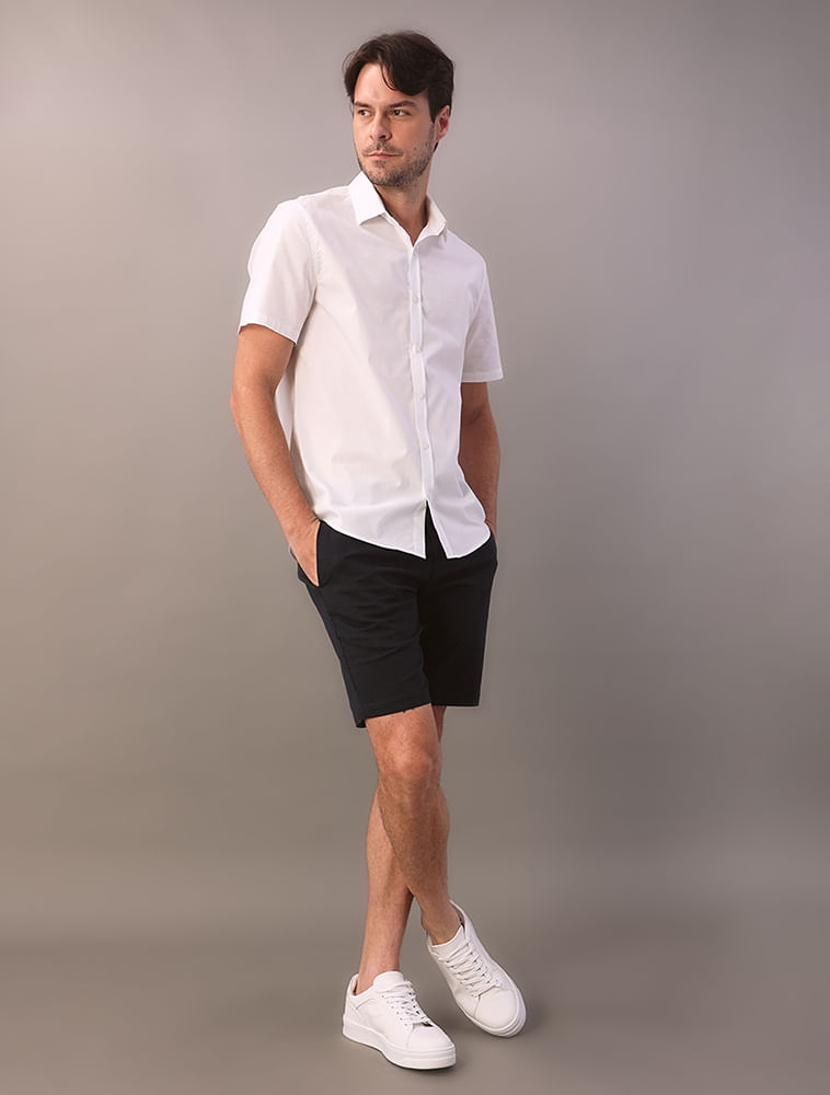 Camisa Manga Curta Algodão Com Elastano - Branco 2
