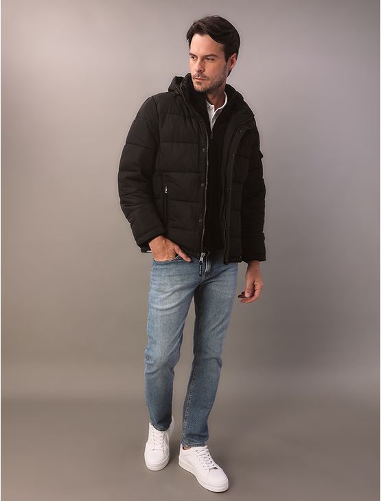 Jaqueta Masculina Matelassê Calvin Klein Com Capuz - Preto Jaqueta Masculina Matelassê Calvin Klein Com Capuz Preto Gg