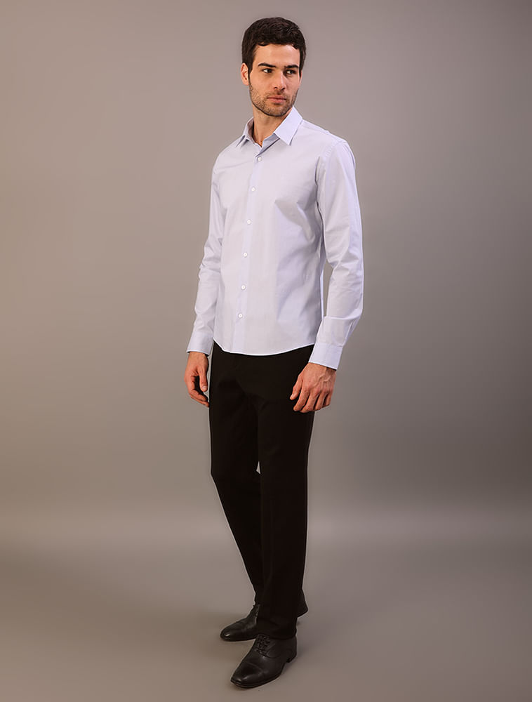 Camisa Manga Longa Slim Cannes Básica Essential - Azul Claro