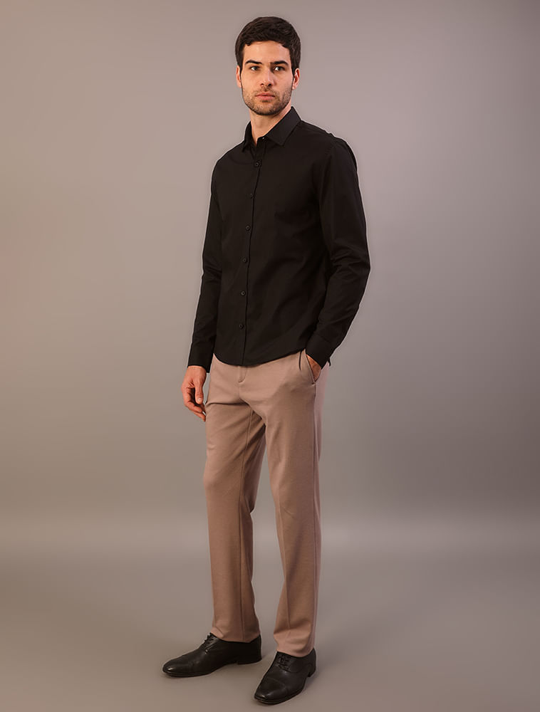 Camisa de Manga Longa Masculina Slim Estampa Assinatura Ck Bordada Calvin Klein - Preto