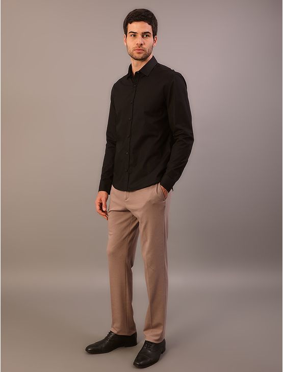 Camisa de Manga Longa Masculina Slim Estampa Assinatura Ck Bordada Calvin Klein – Preto
