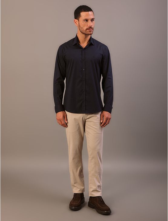 Camisa de Manga Longa Masculina Regular Estampa Ck Bordada Calvin Klein – Azul Marinho